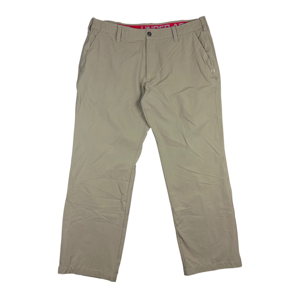 Under Armour Mens Khaki Golf Pants Flat Front Performance Chino Fits 38x30